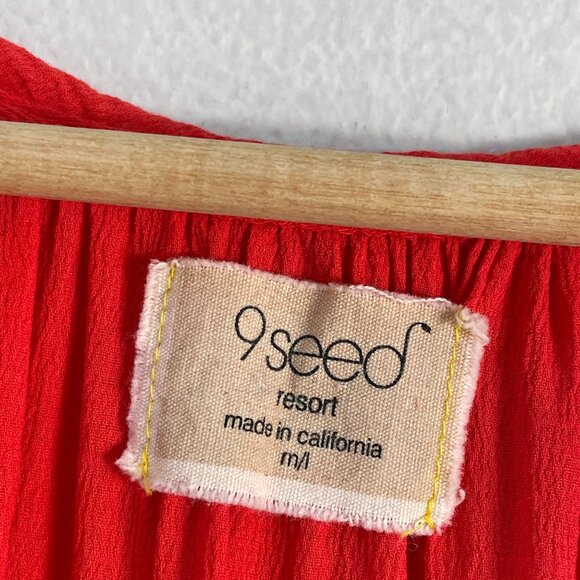 9seed Maxi Dress Womens Size 2 Majora Long Sleeve Dahila Front Neck Tie Tiered - Picture 8 of 16